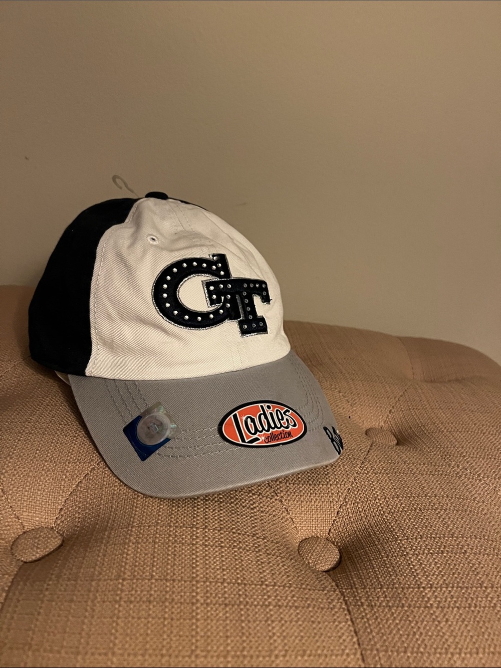 Georgia Tech Embellished Baseball Cap in White, Black & Gray